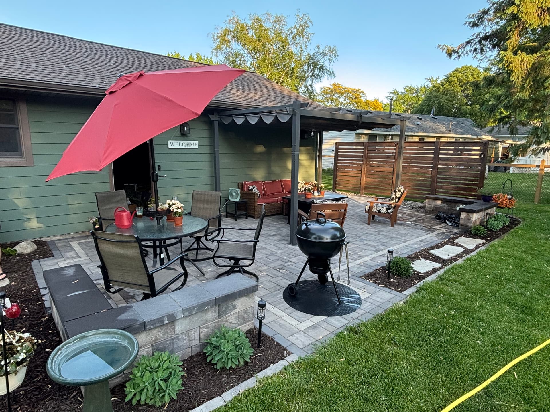 Paver Patio with Sitting Walls Built for Real Backyard Living in Apple Valley