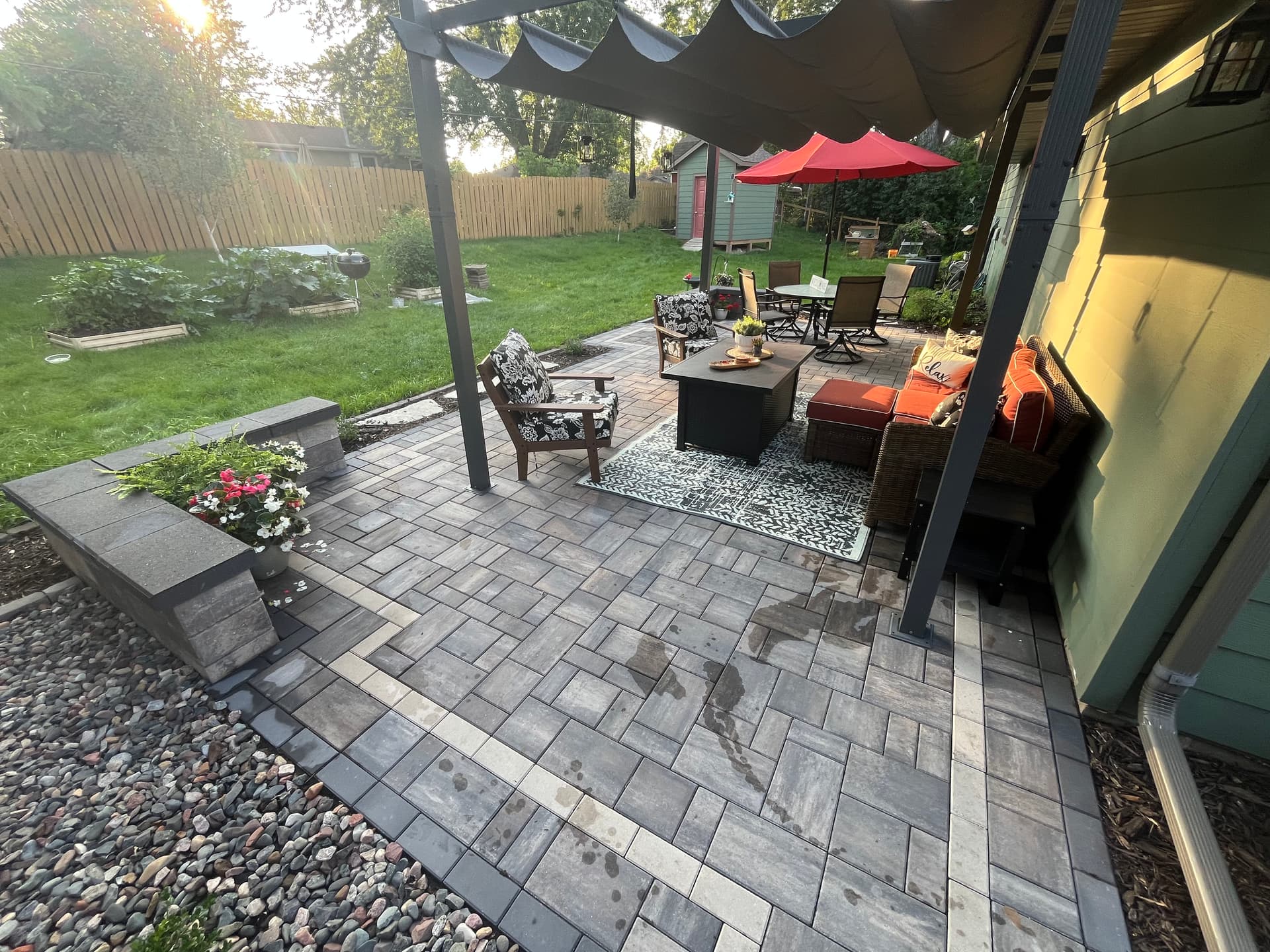 Paver Patio with Sitting Walls Built for Real Backyard Living in Apple Valley