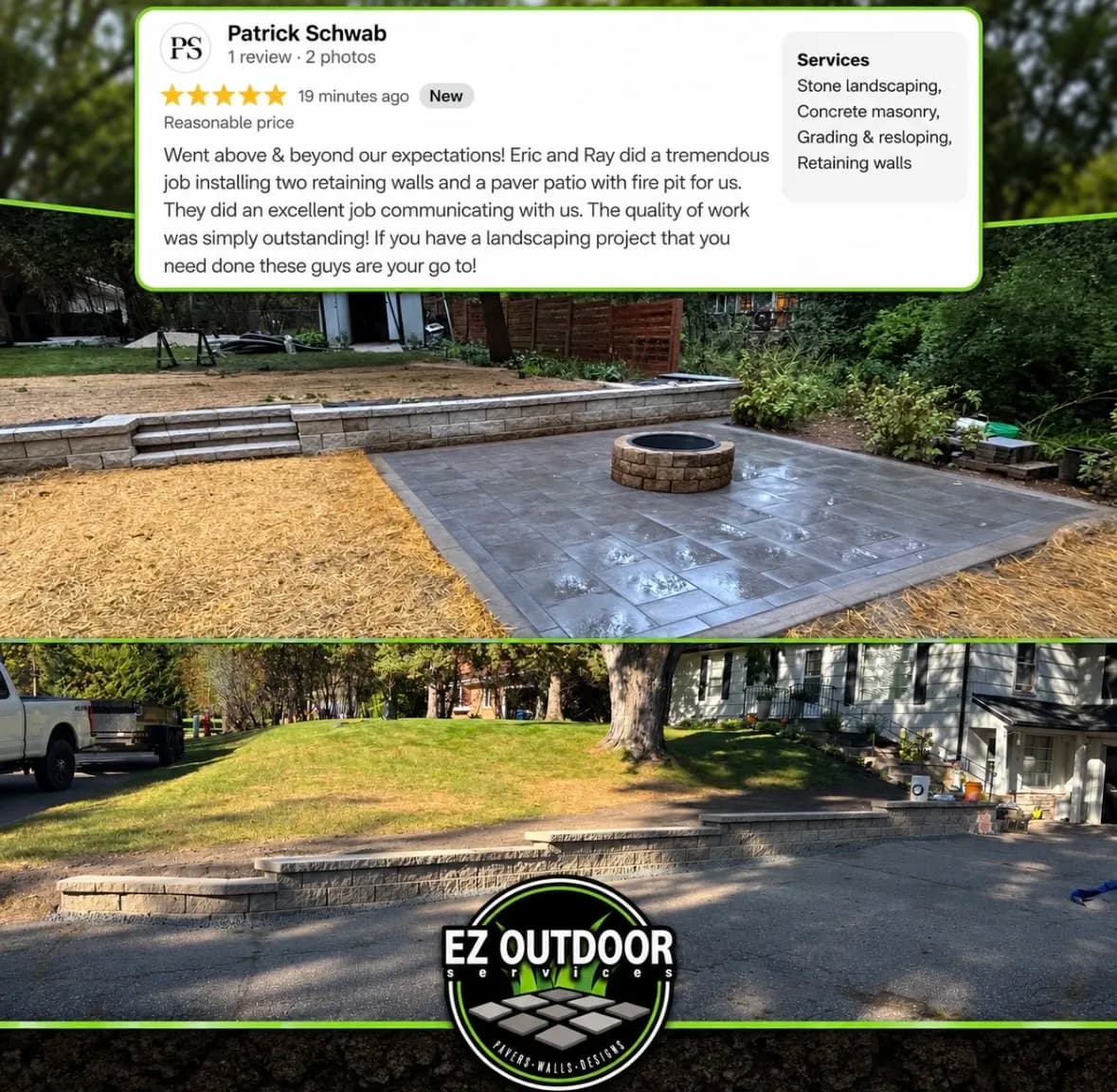 Project Porcelain Paver Patio, Fire Pit and Retaining Walls in Hopkins image