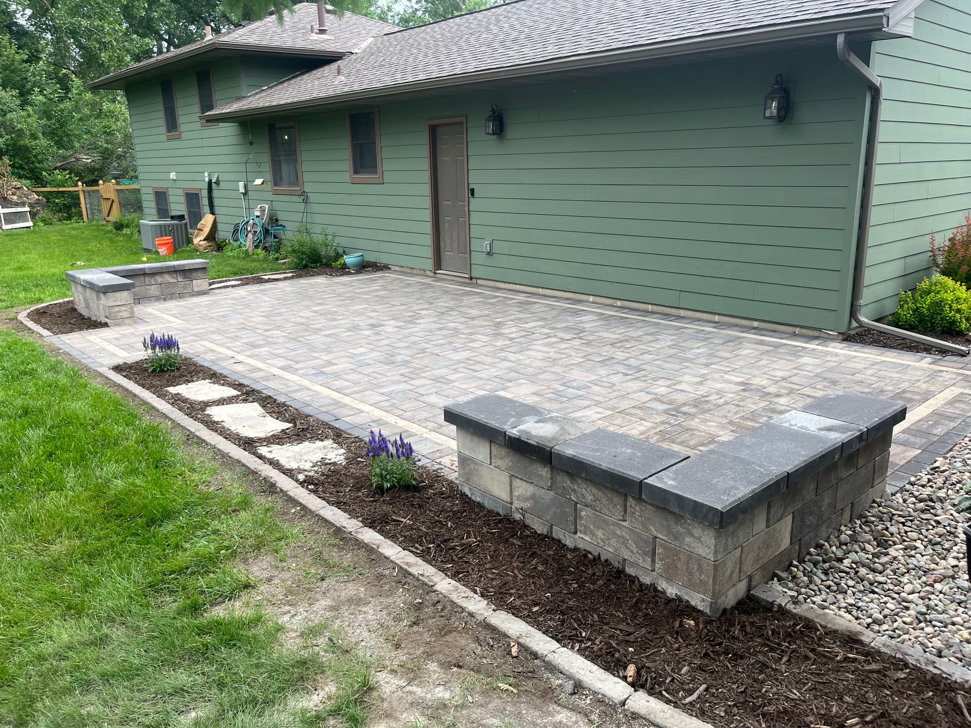Paver Patio with Sitting Walls Built for Real Backyard Living in Apple Valley