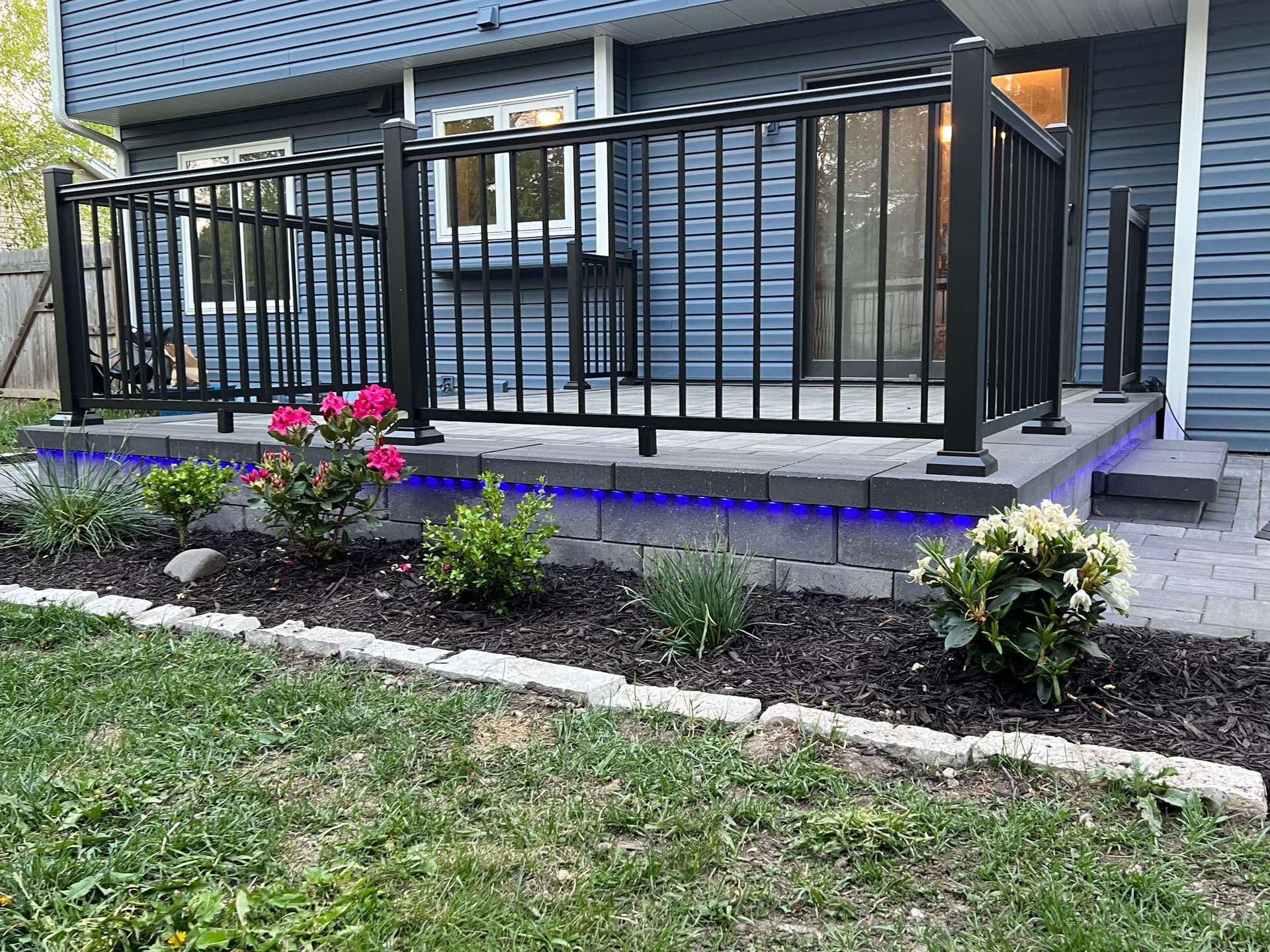 Gallery photos for Paver Patio Build With Railing Lighting and Flagstone Steppers: Image #5