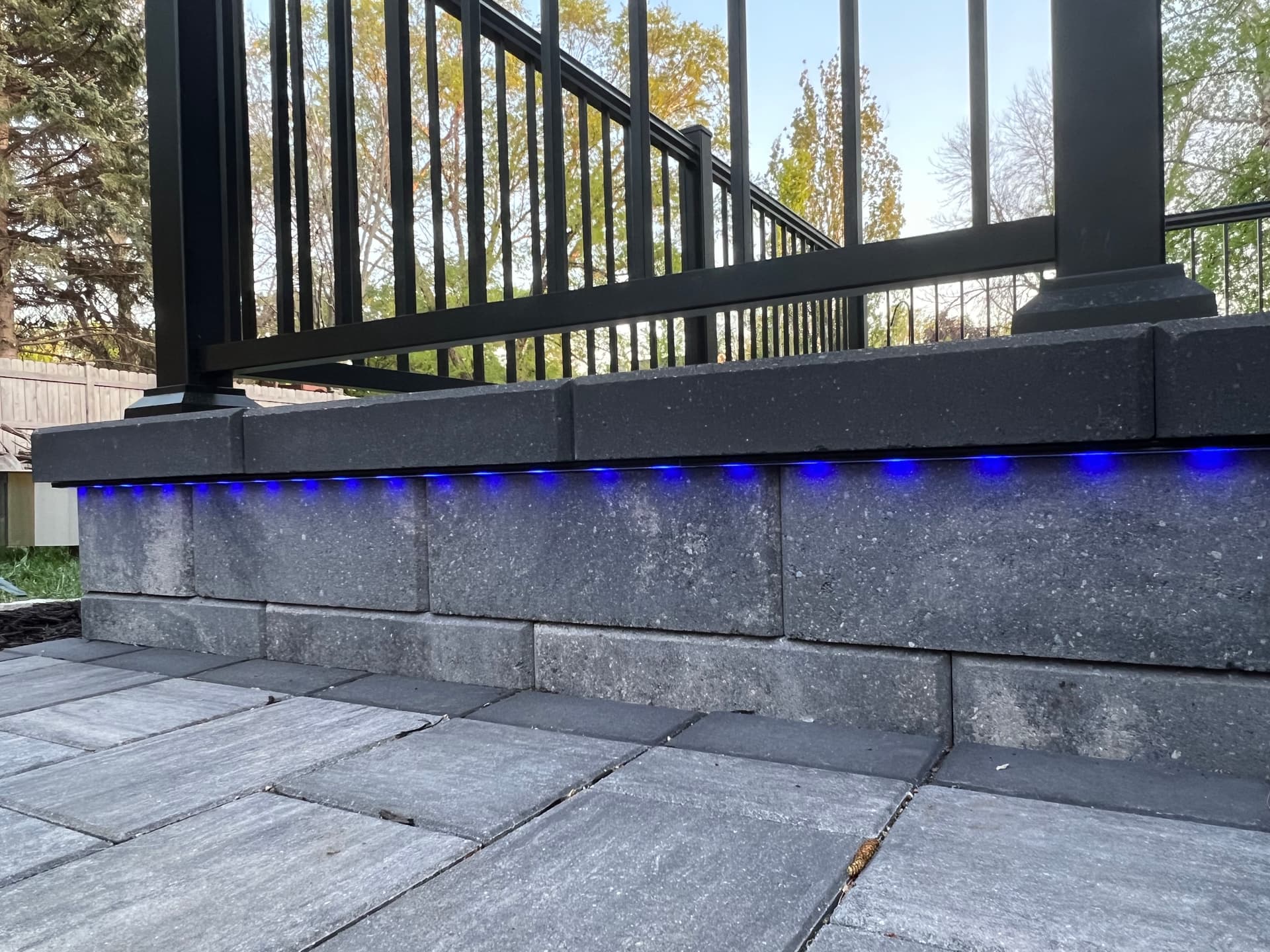 Gallery photos for Paver Patio Build With Railing Lighting and Flagstone Steppers: Image #6